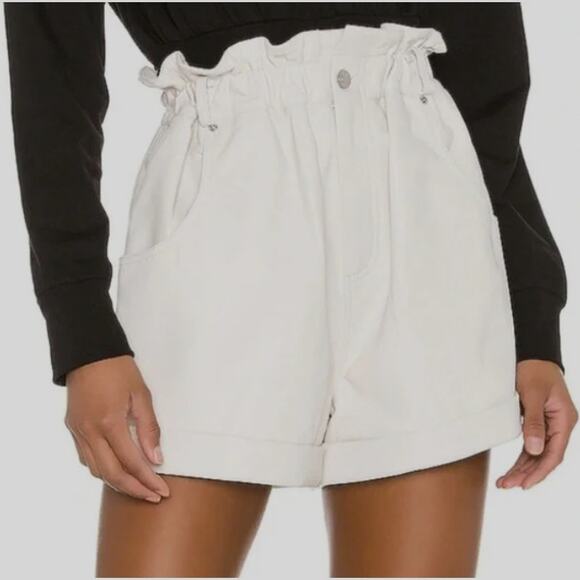 GRLFRND Leather Shorts SZ large white shorts NWOT - Picture 1 of 6